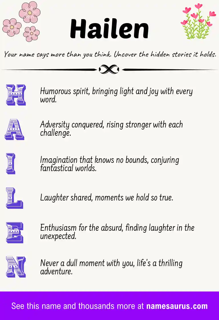 Acrostic poem about Hailen.