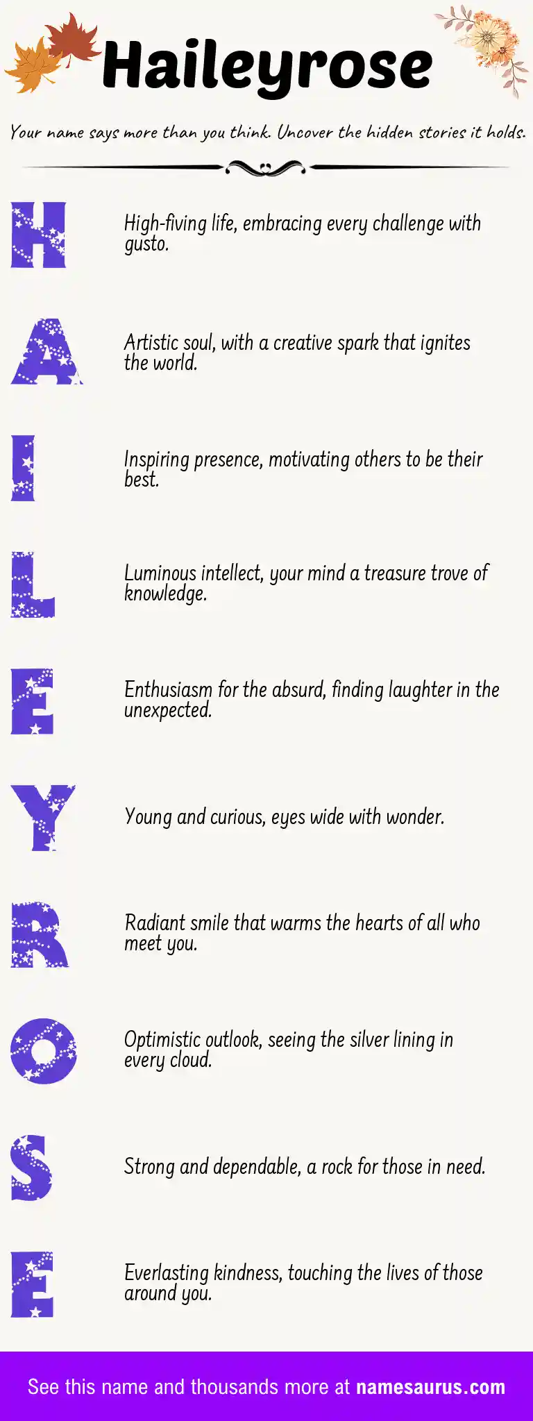 Acrostic poem about Haileyrose.