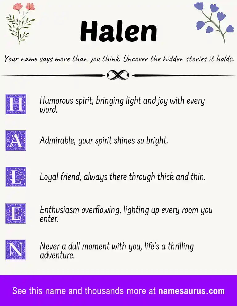 Acrostic poem about Halen.
