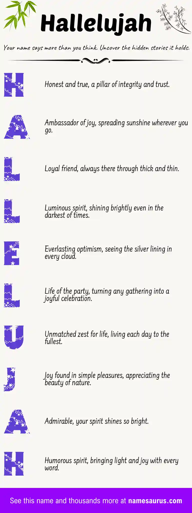 Acrostic poem about Hallelujah.