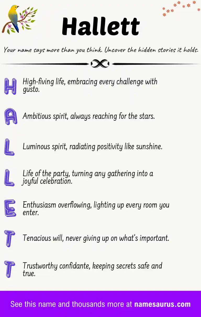Acrostic poem about Hallett.