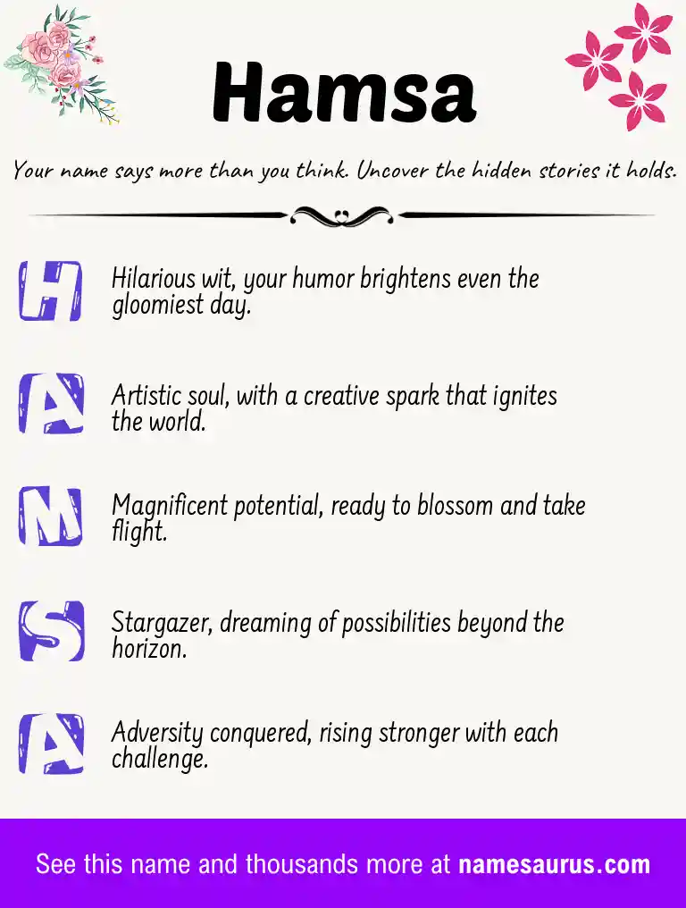 Acrostic poem about Hamsa.