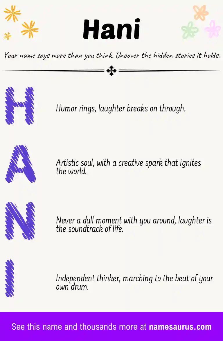 Acrostic poem about Hani.