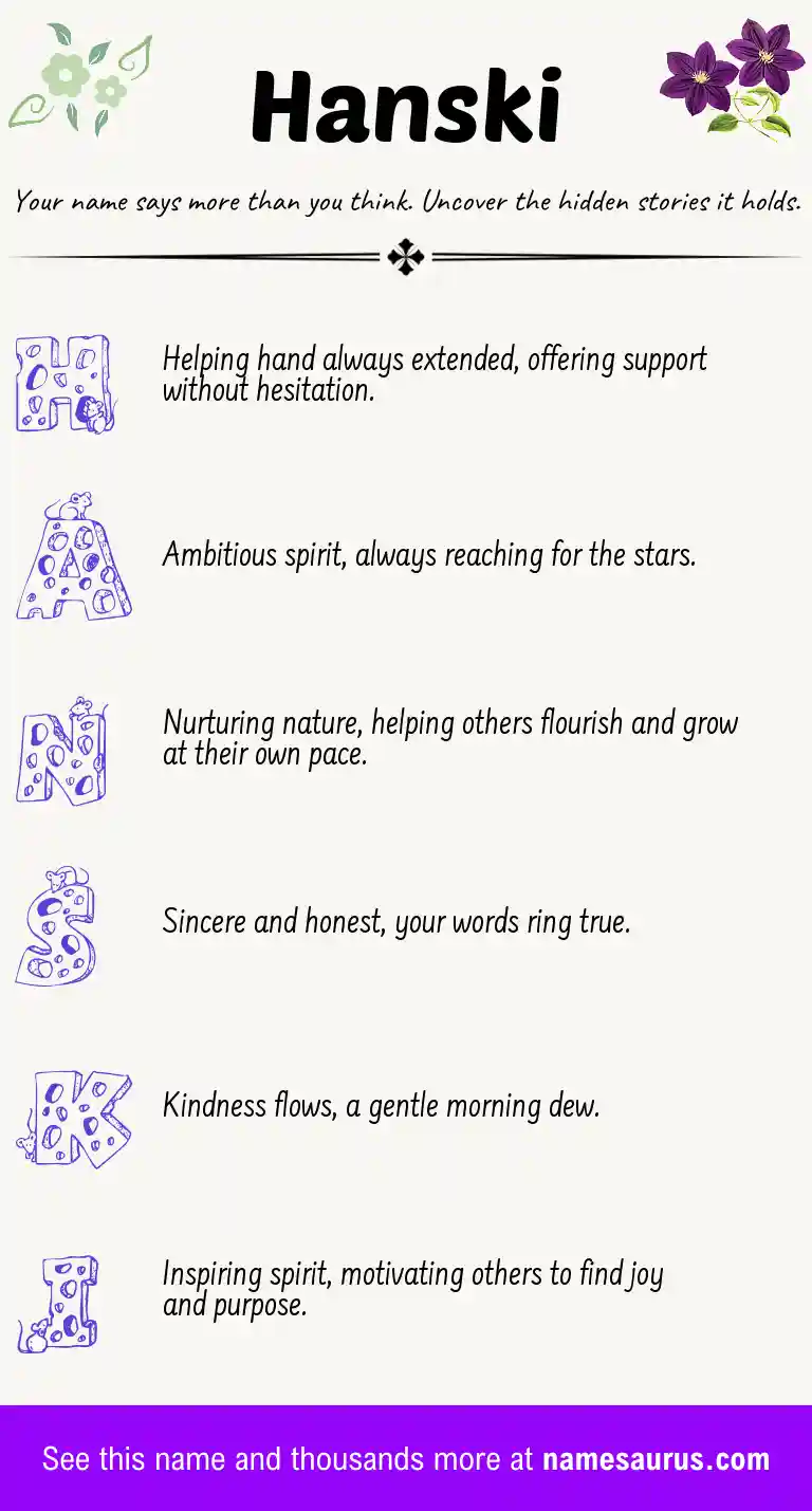 Acrostic poem about Hanski.