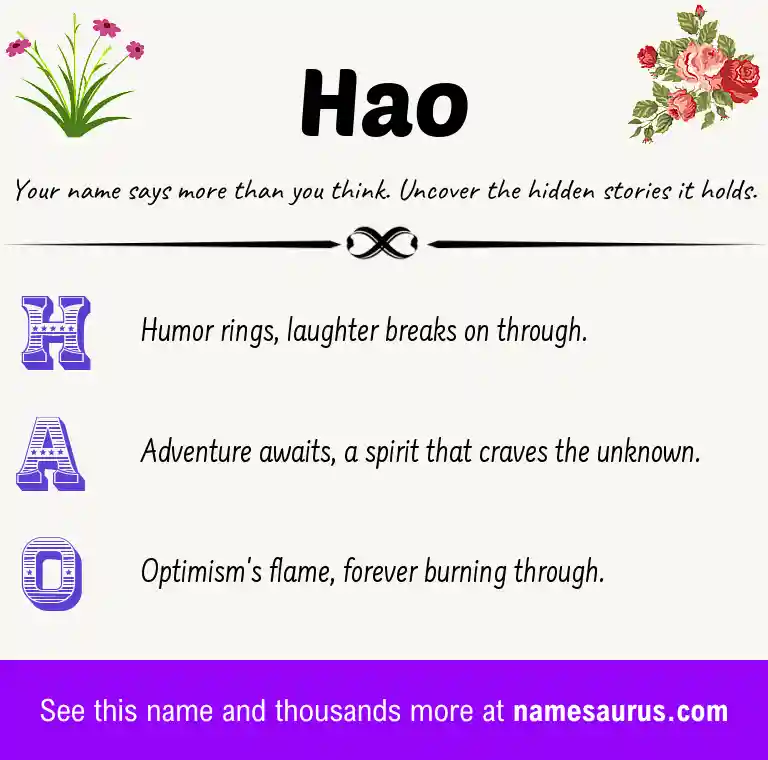 Acrostic poem about Hao.
