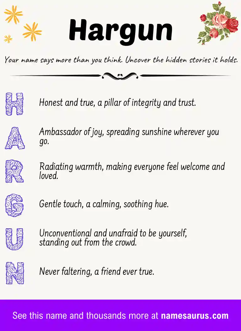Acrostic poem about Hargun.