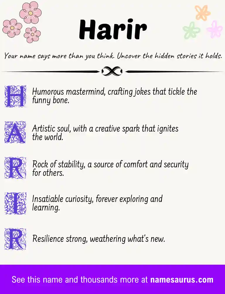 Acrostic poem about Harir.
