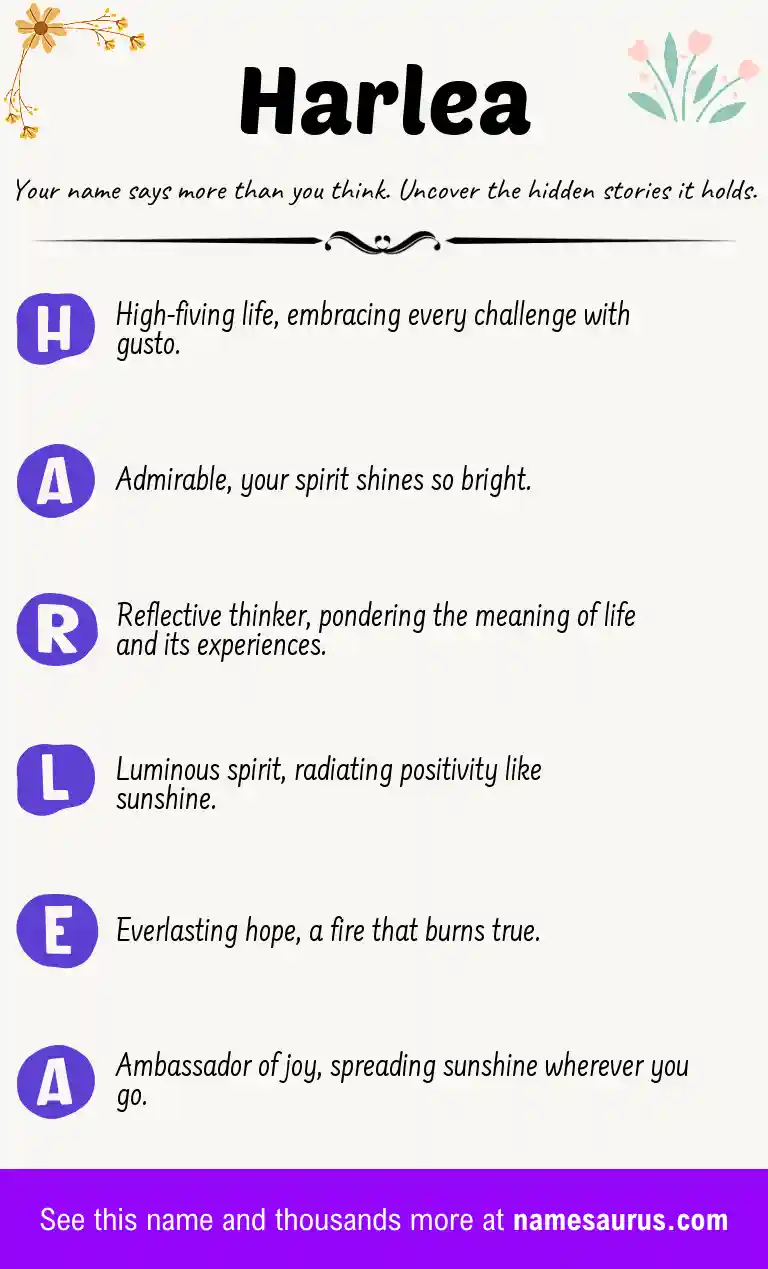 Acrostic poem about Harlea.