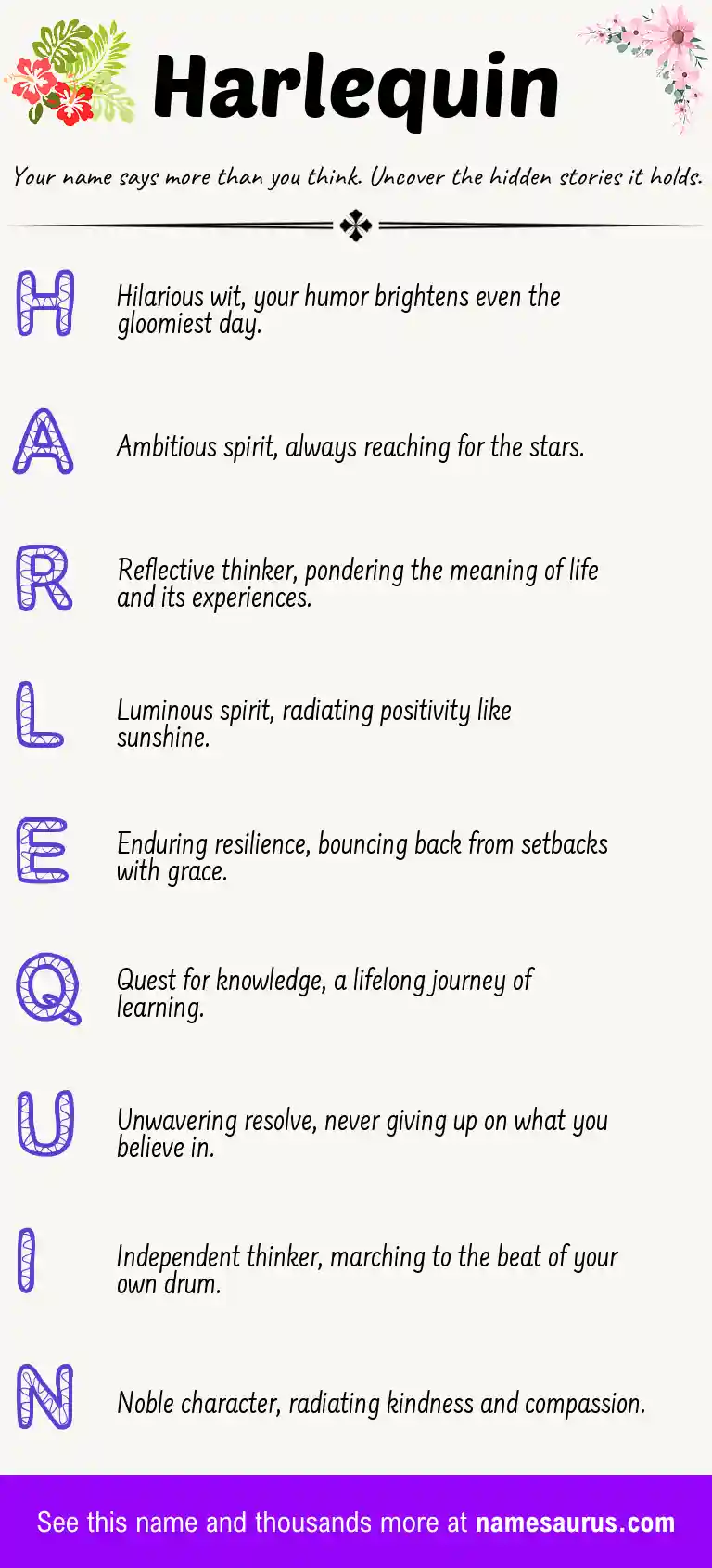 Acrostic poem about Harlequin.