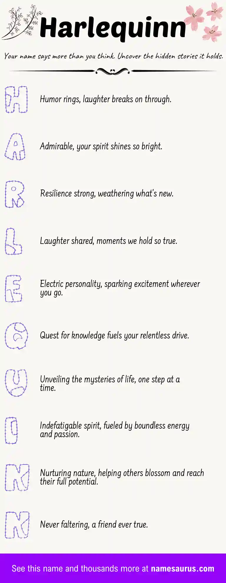 Acrostic poem about Harlequinn.