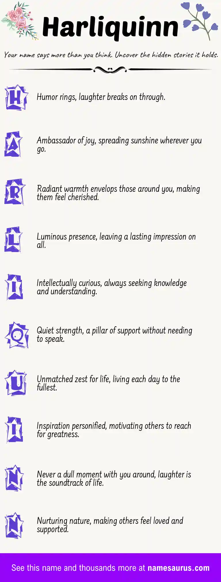 Acrostic poem about Harliquinn.