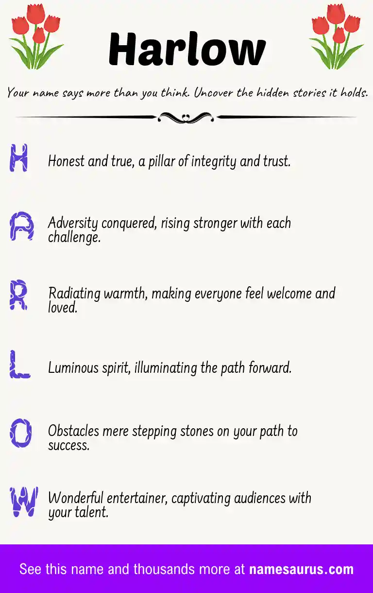 Acrostic poem about Harlow.