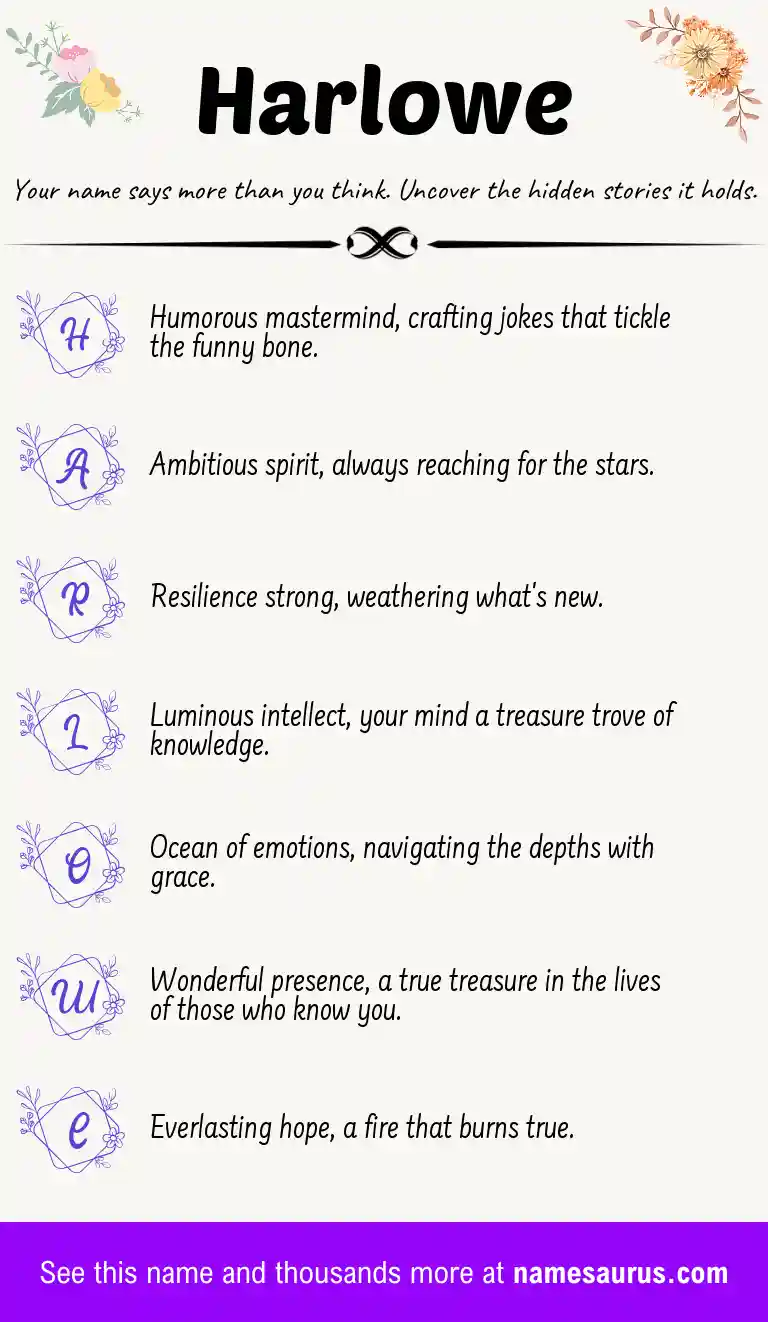 Acrostic poem about Harlowe.