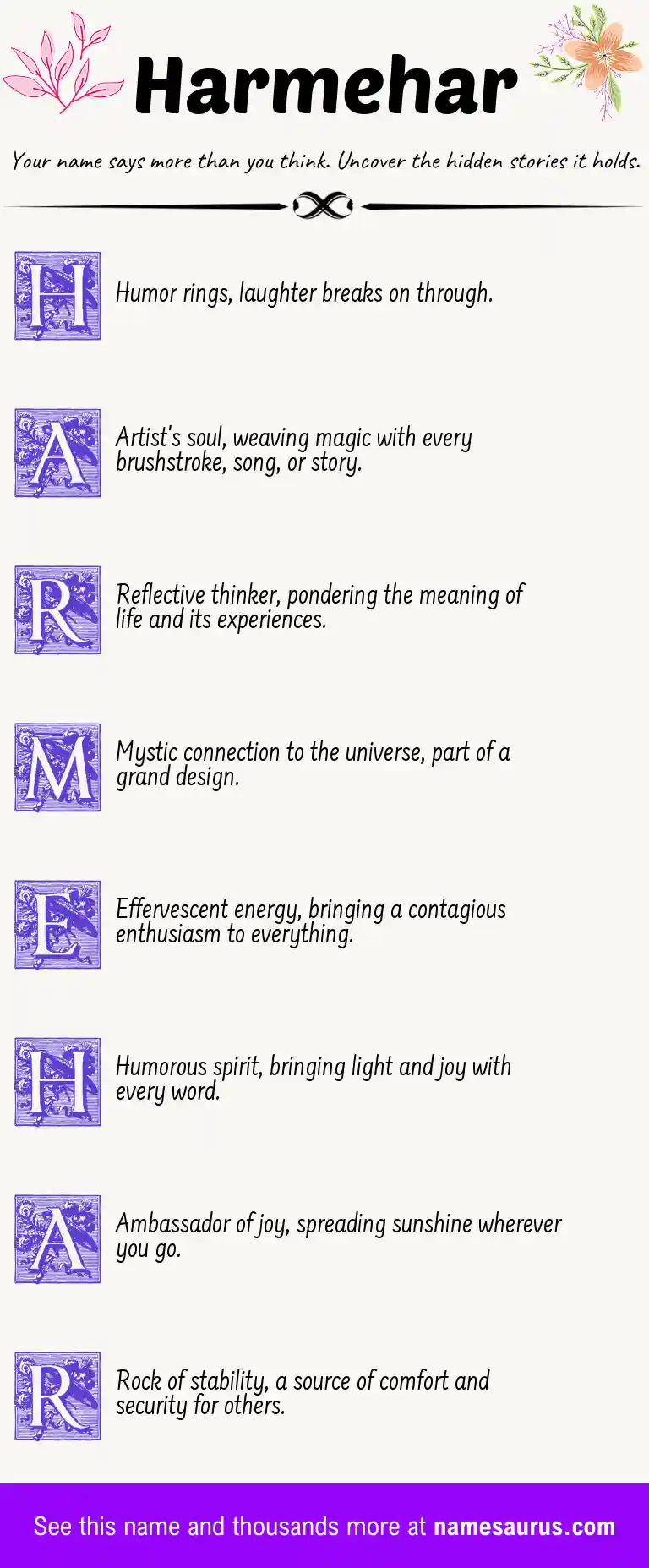 Acrostic poem about Harmehar.
