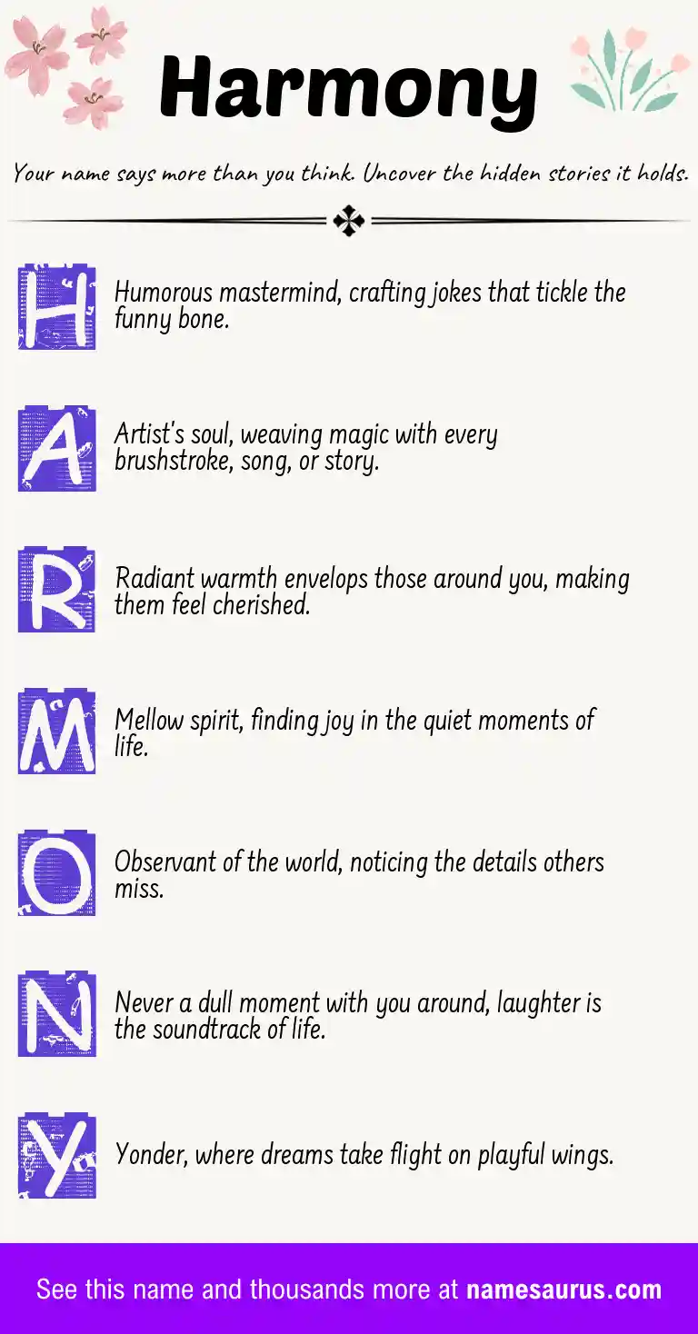 Acrostic poem about Harmony.