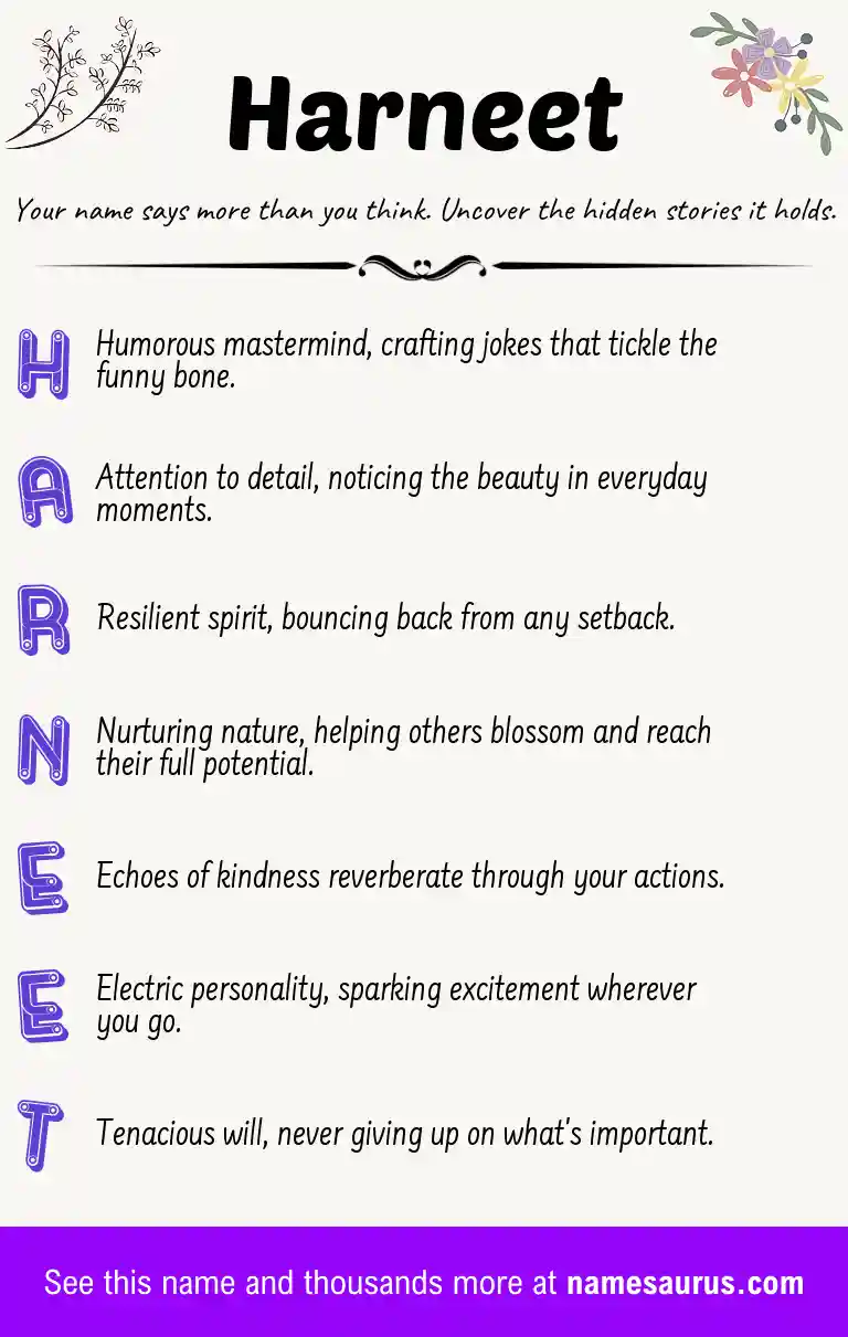 Acrostic poem about Harneet.
