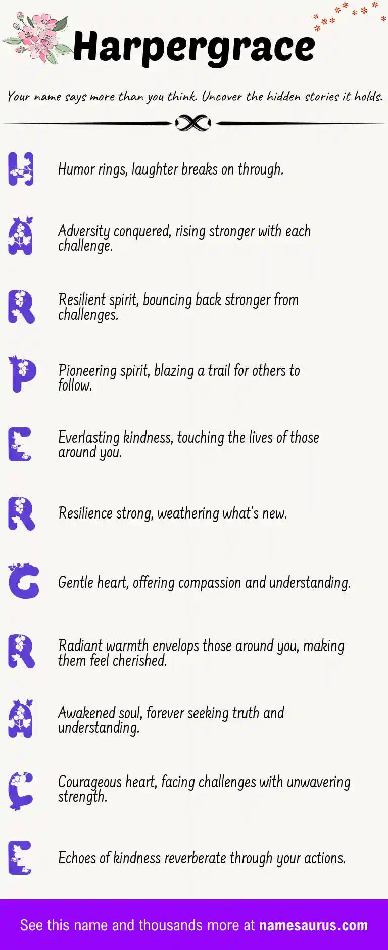 Acrostic poem about Harpergrace.