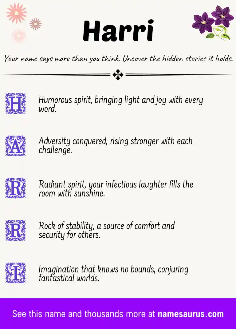 Acrostic poem about Harri.