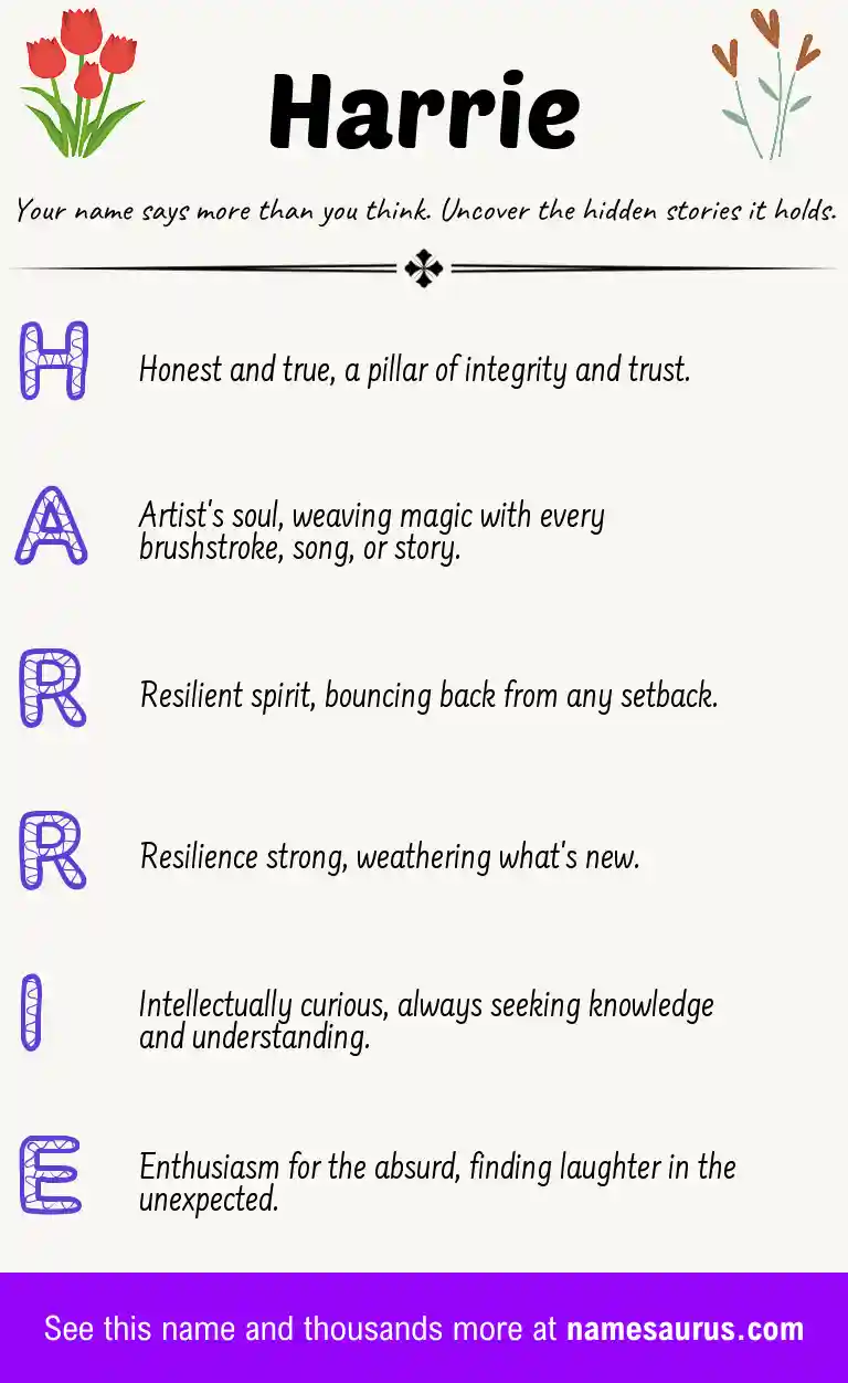 Acrostic poem about Harrie.