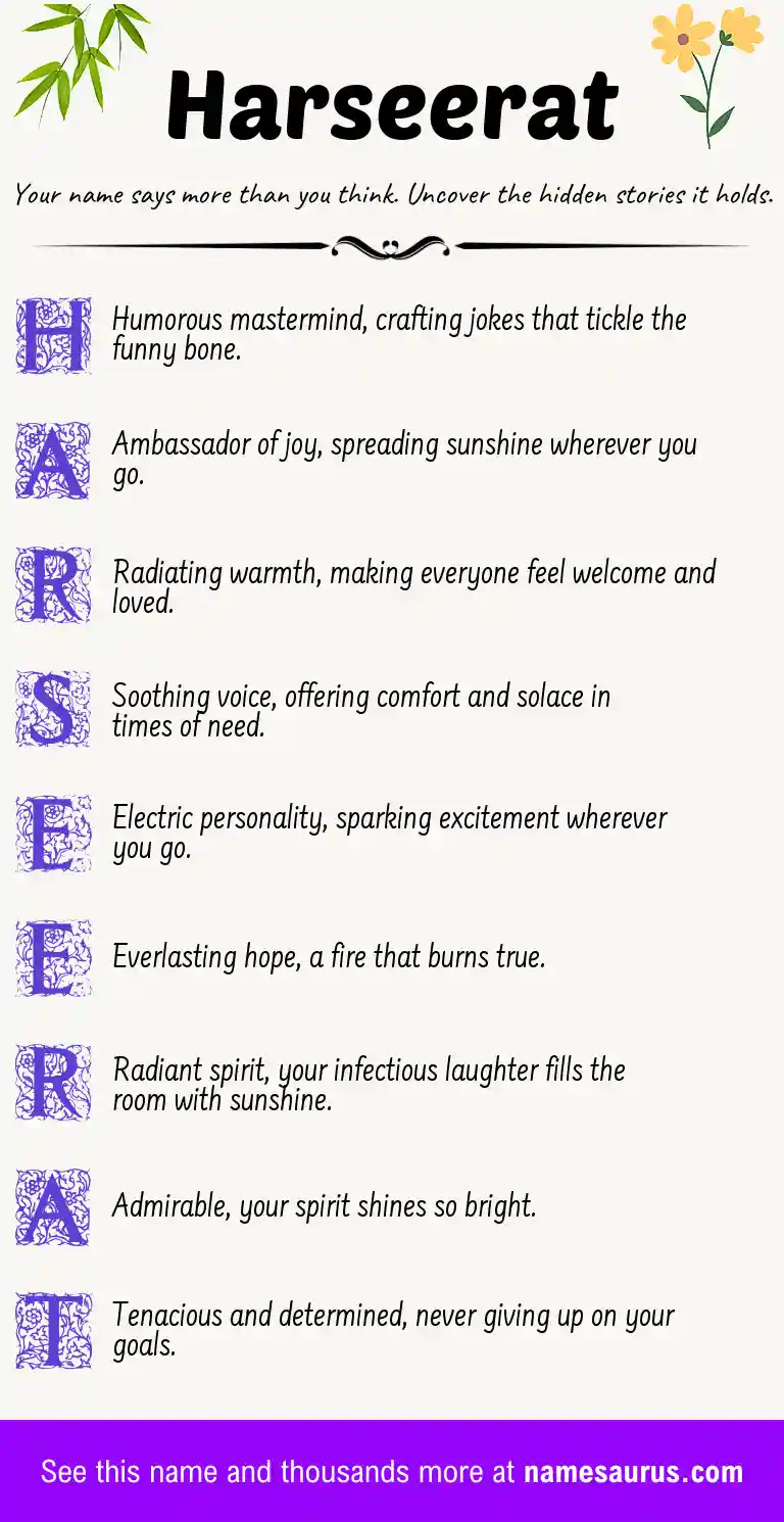 Acrostic poem about Harseerat.