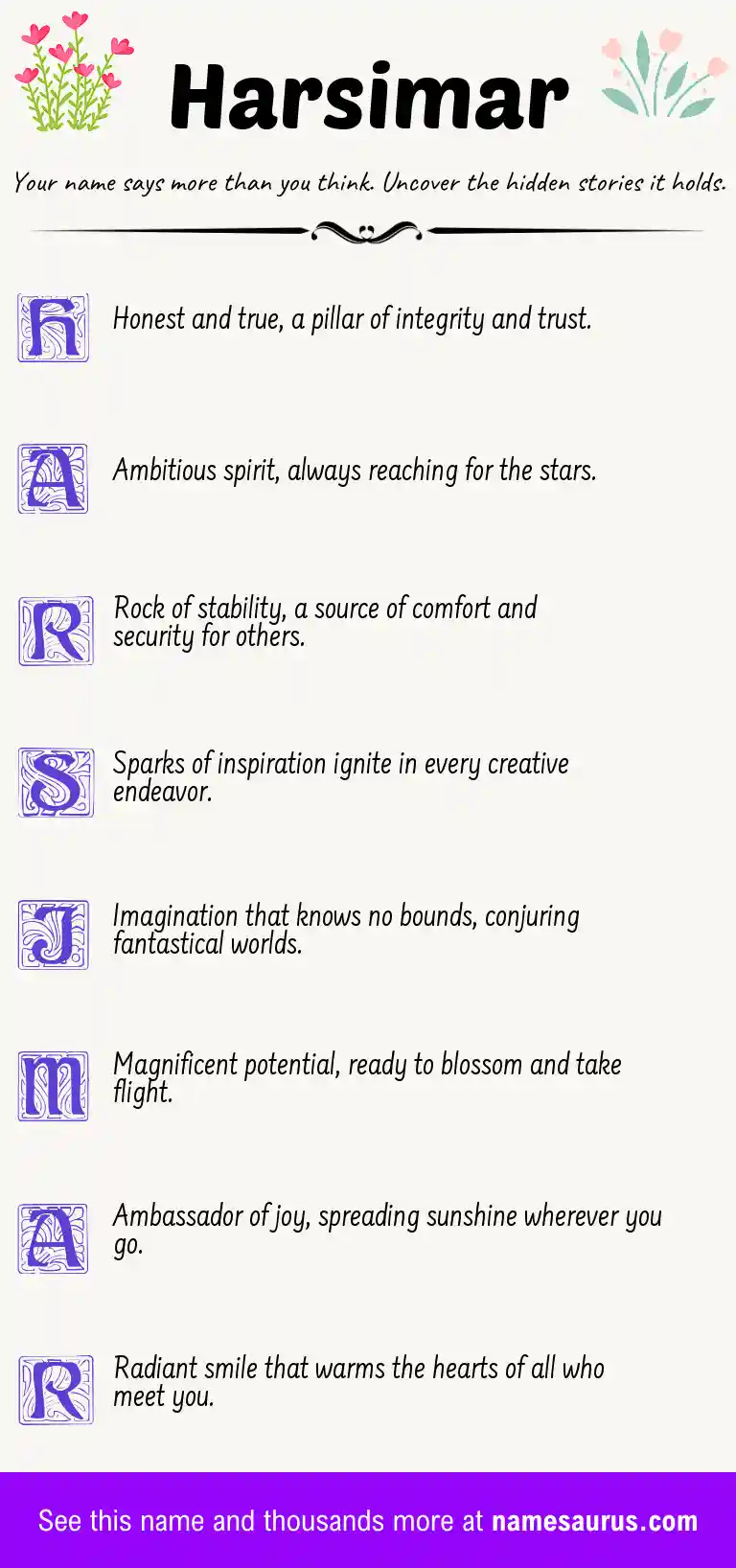 Acrostic poem about Harsimar.