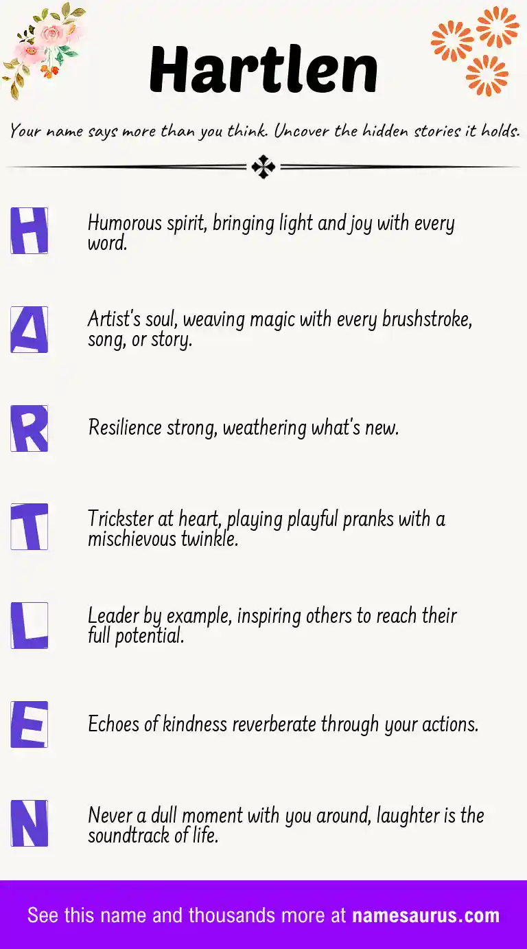 Acrostic poem about Hartlen.
