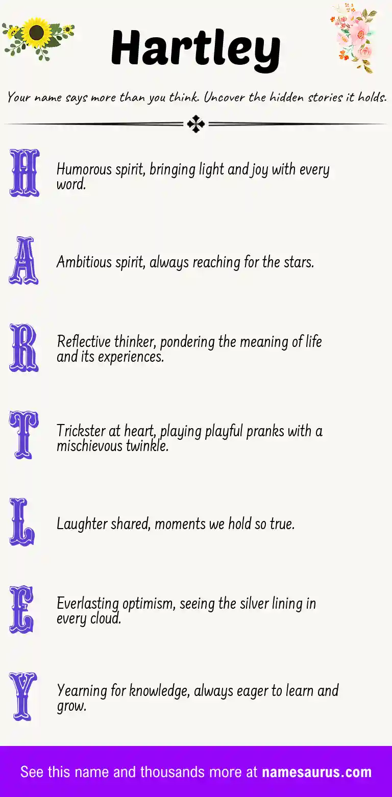 Acrostic poem about Hartley.
