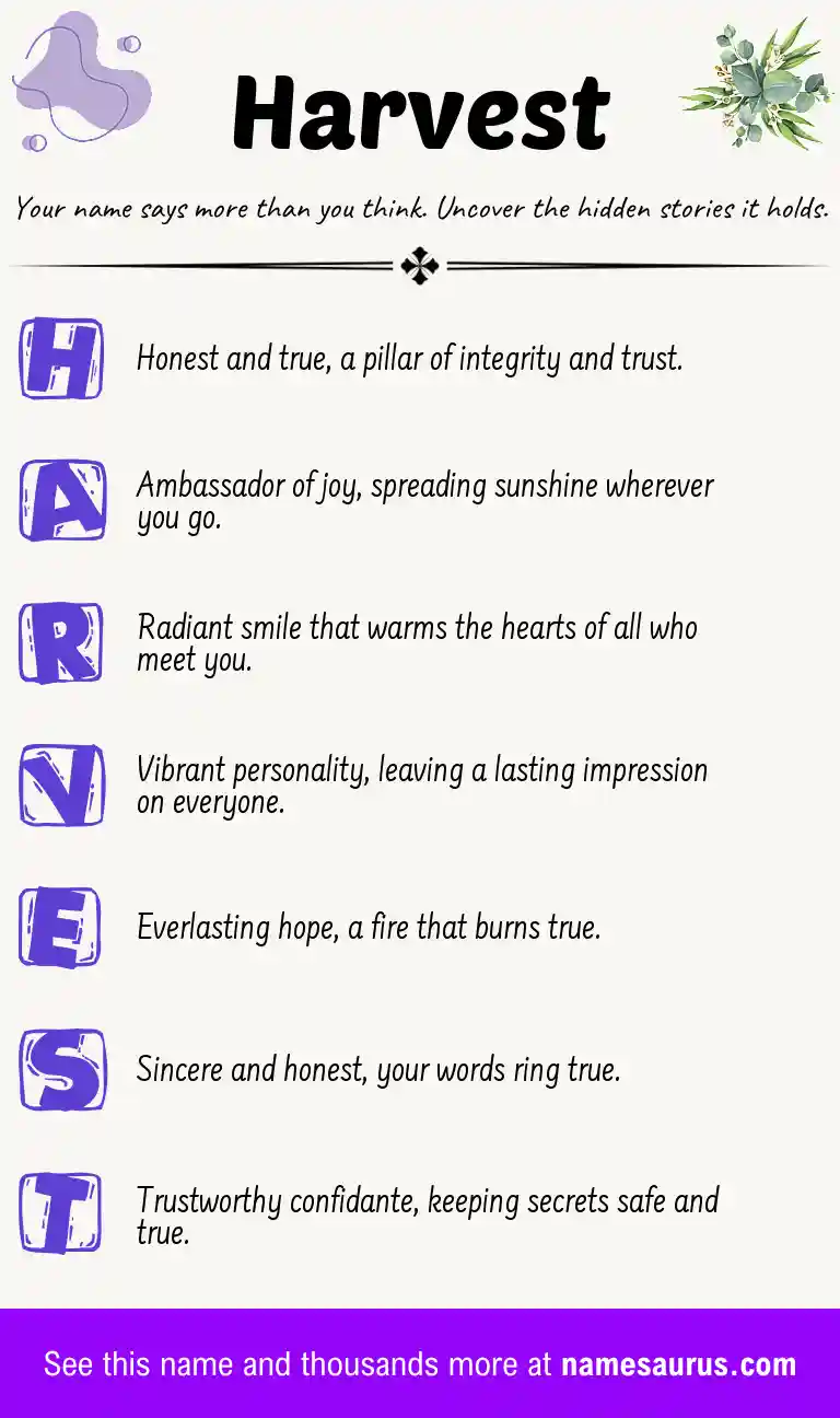 Acrostic poem about Harvest.