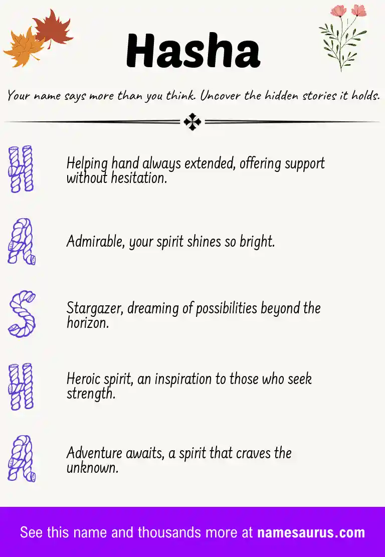 Acrostic poem about Hasha.