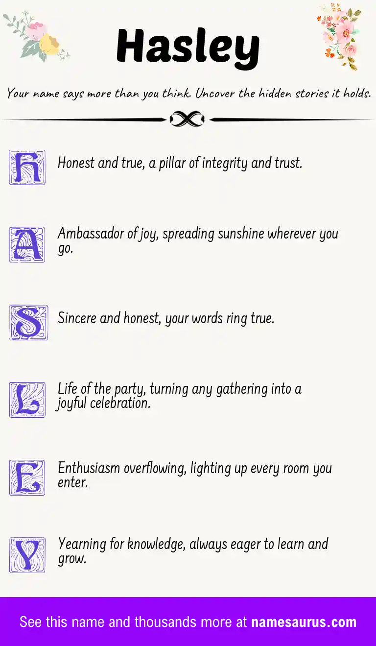 Acrostic poem about Hasley.