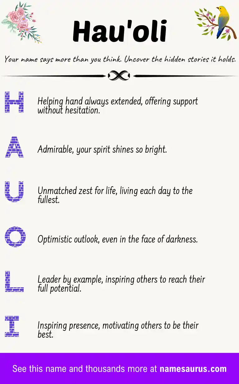 Acrostic poem about Hau'oli.