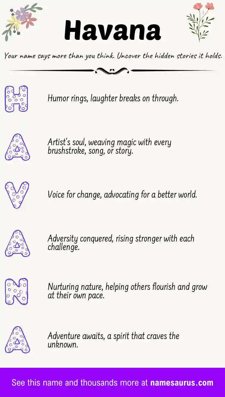 Acrostic poem about Havana.