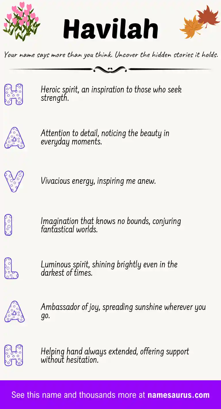 Acrostic poem about Havilah.
