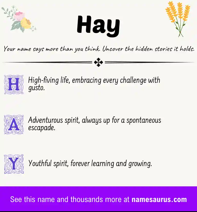 Acrostic poem about Hay.