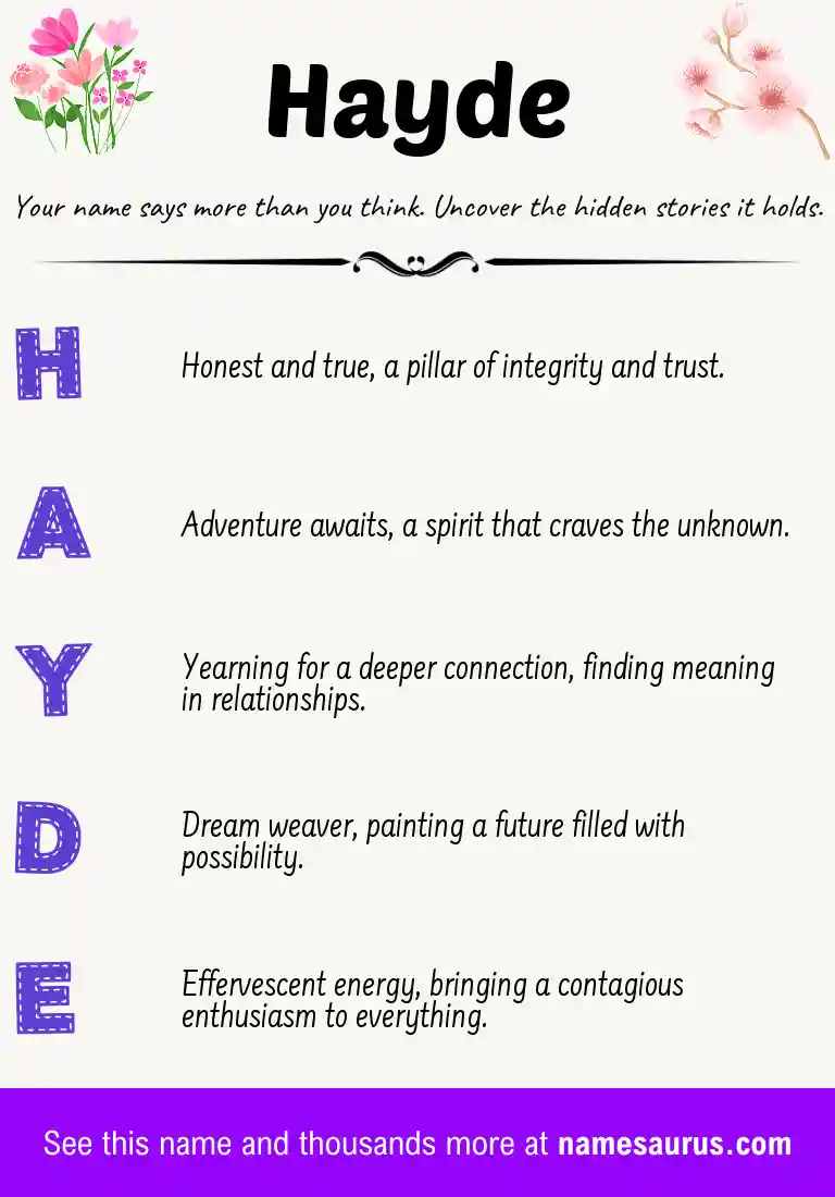 Acrostic poem about Hayde.
