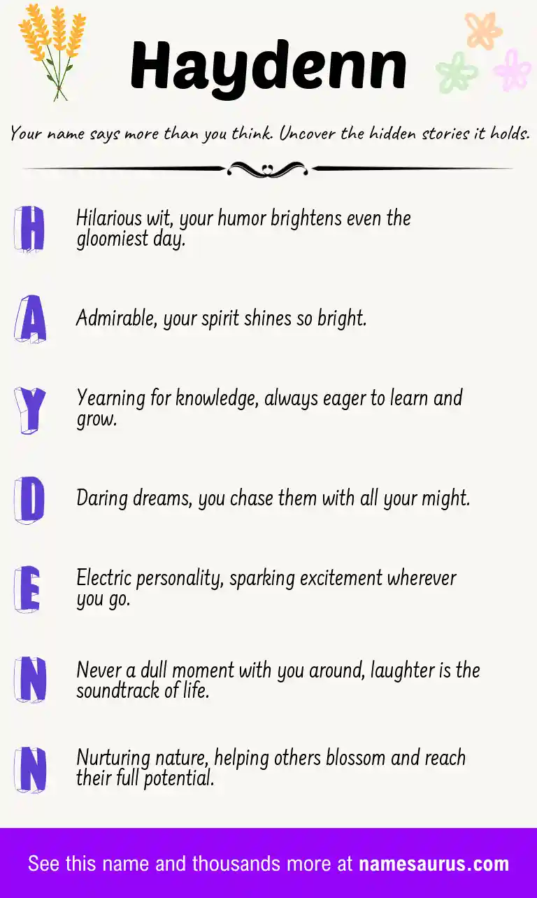 Acrostic poem about Haydenn.