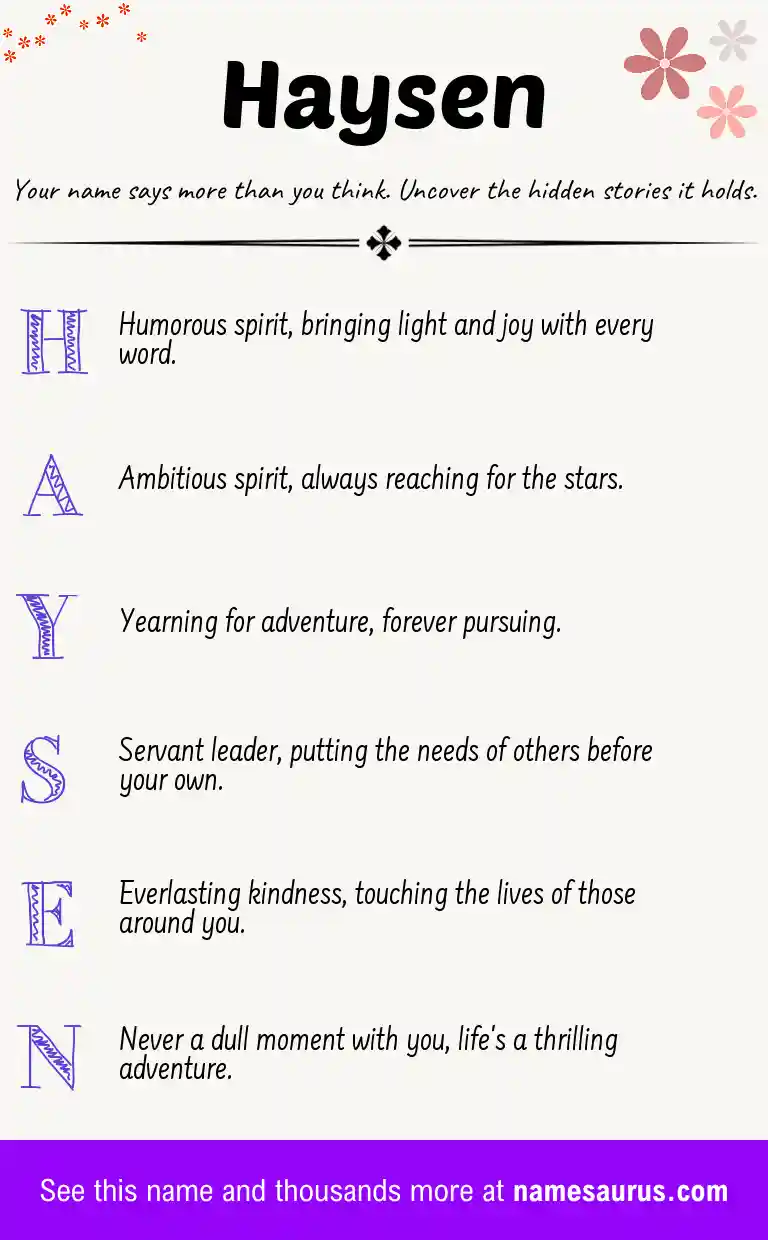 Acrostic poem about Haysen.