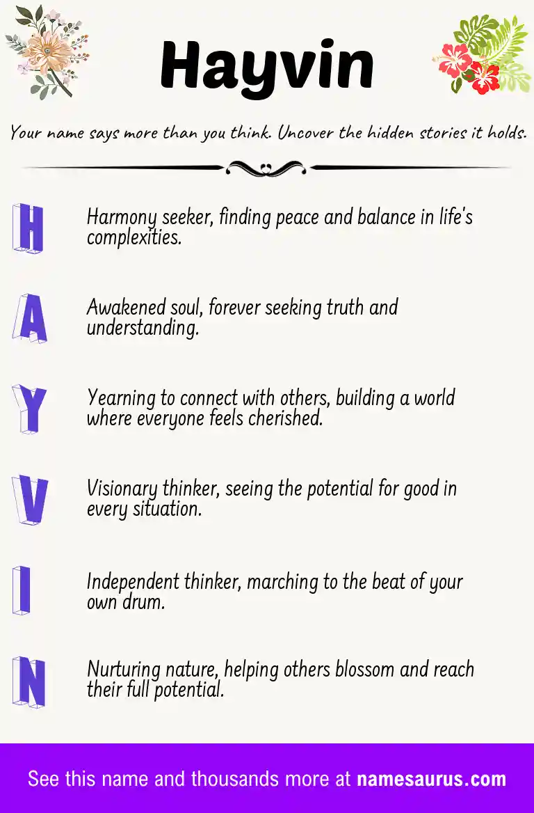 Acrostic poem about Hayvin.