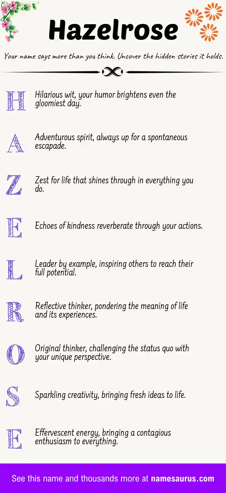Acrostic poem about Hazelrose.