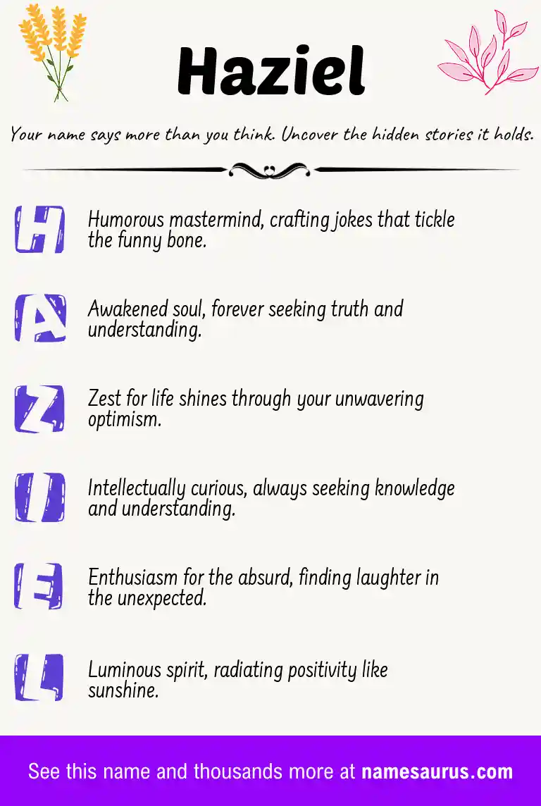Acrostic poem about Haziel.