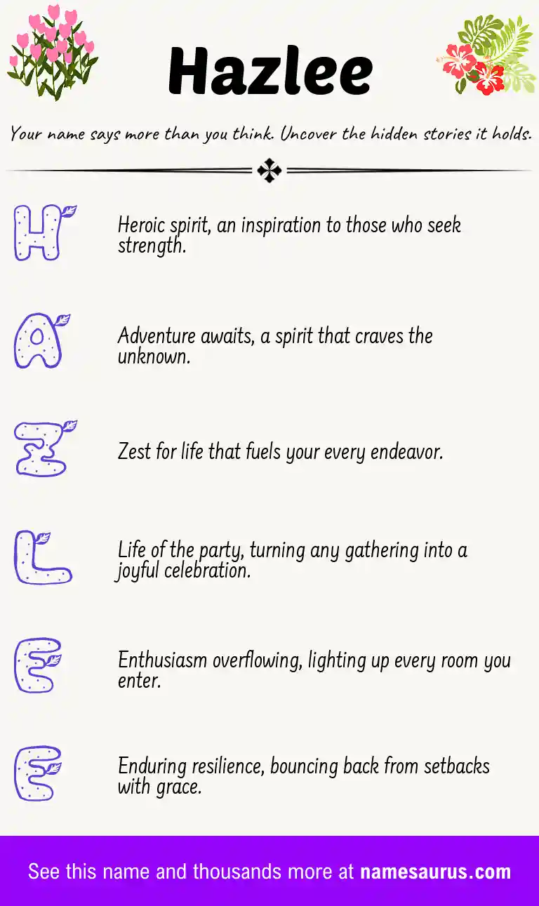 Acrostic poem about Hazlee.