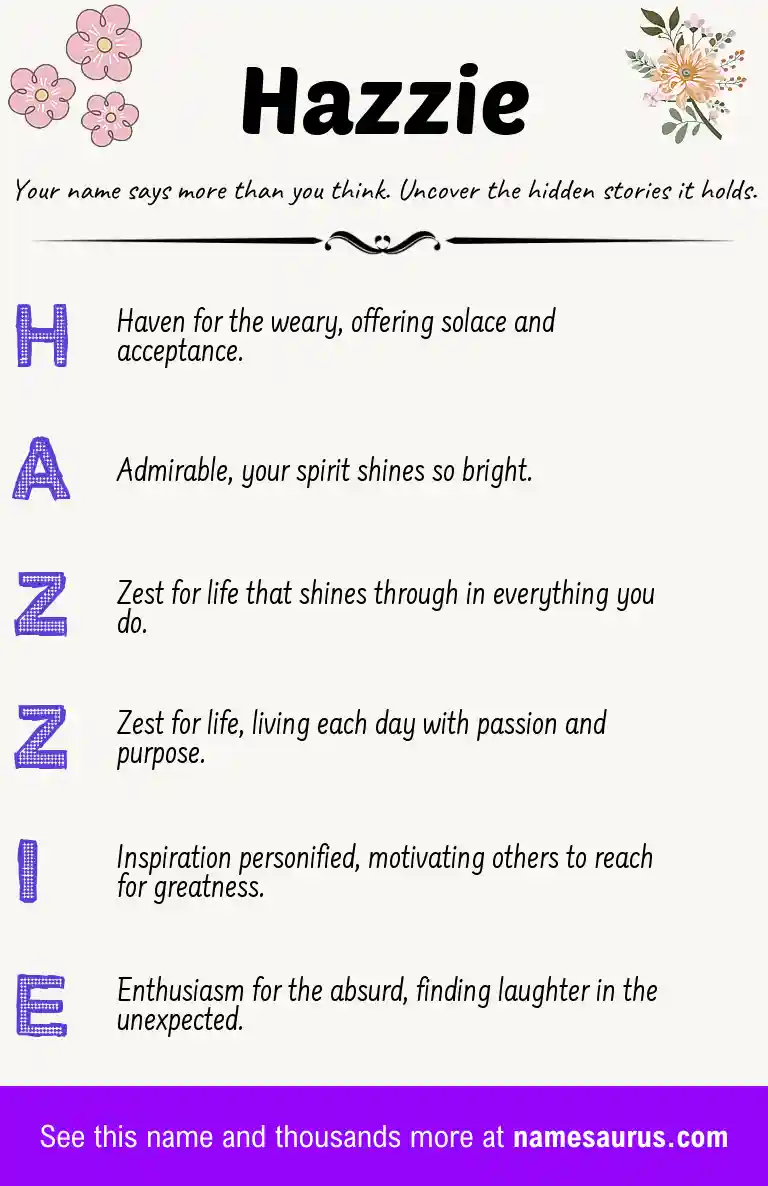 Acrostic poem about Hazzie.