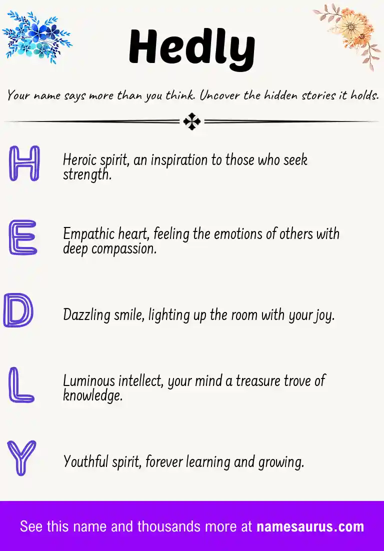 Acrostic poem about Hedly.
