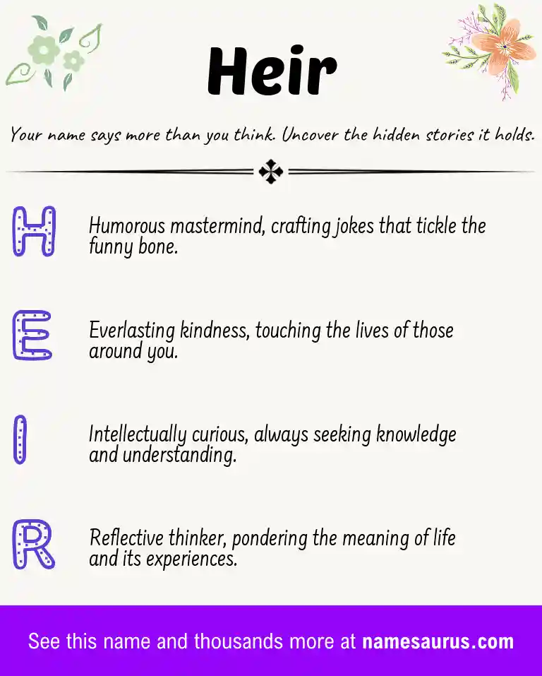 Acrostic poem about Heir.