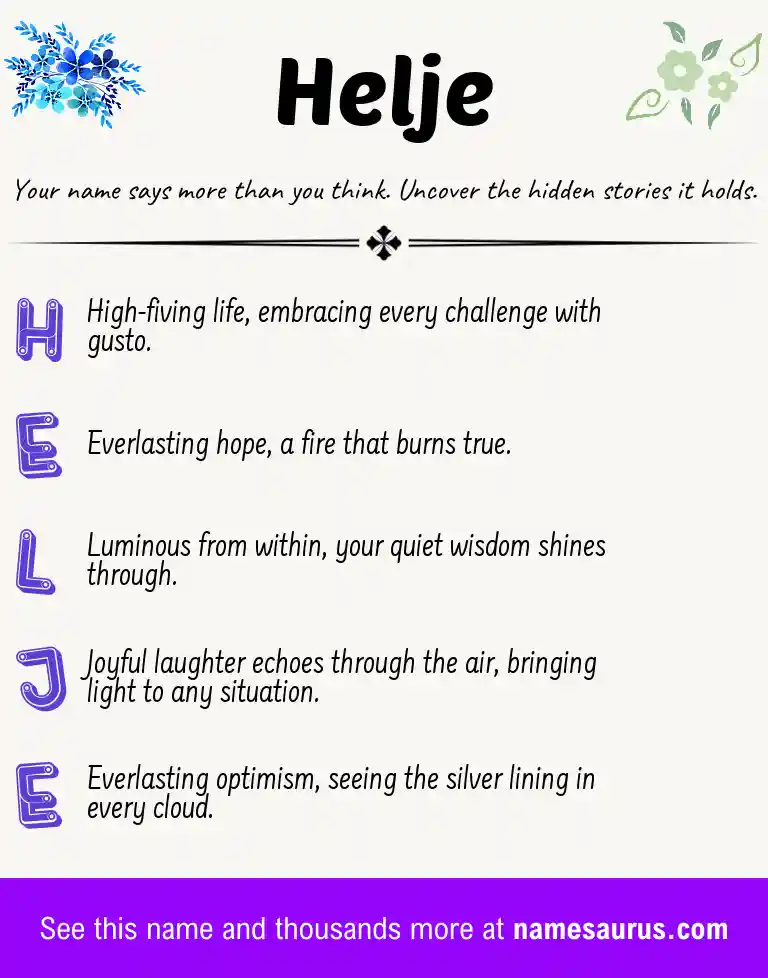 Acrostic poem about Helje.