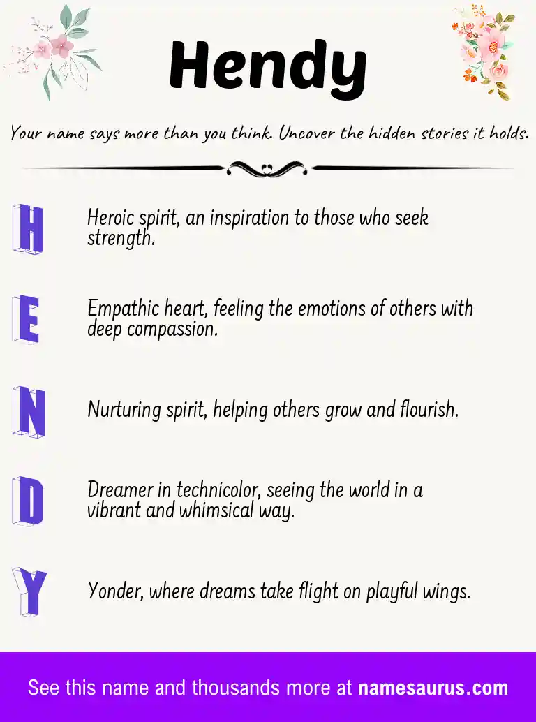 Acrostic poem about Hendy.