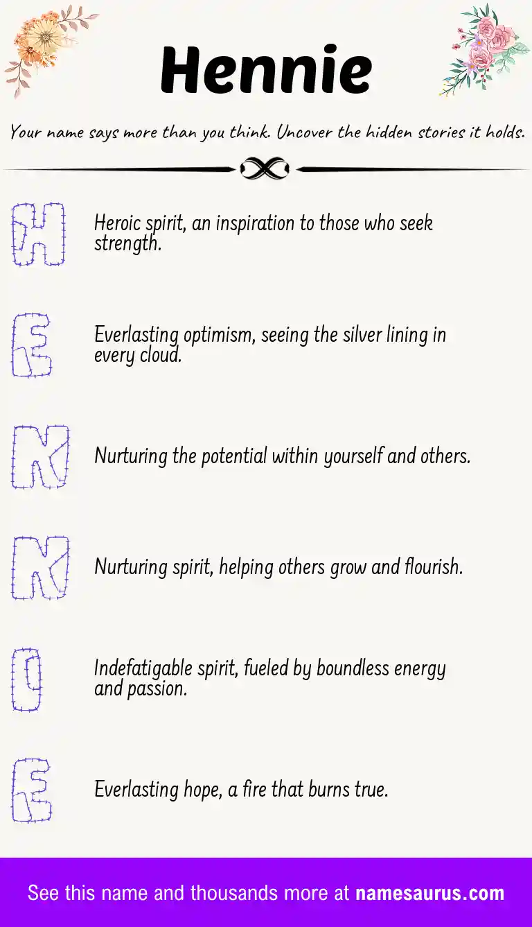 Acrostic poem about Hennie.