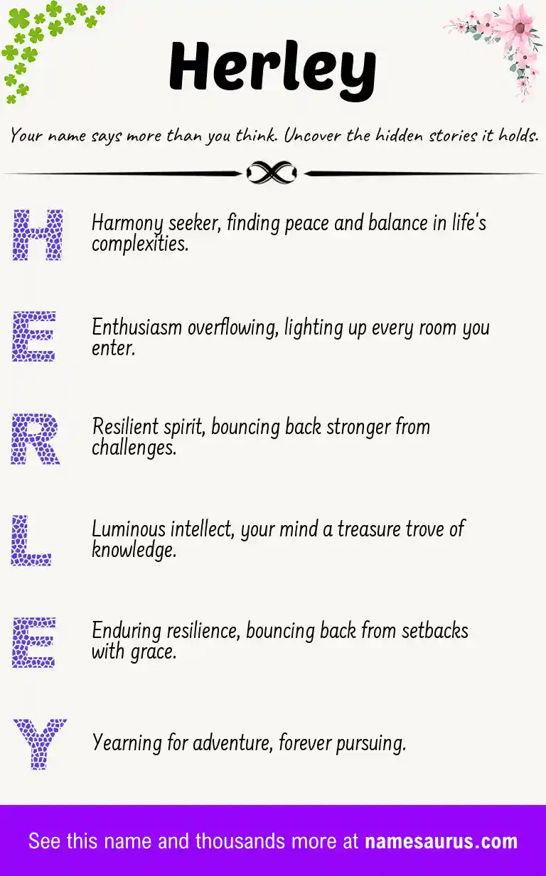 Acrostic poem about Herley.