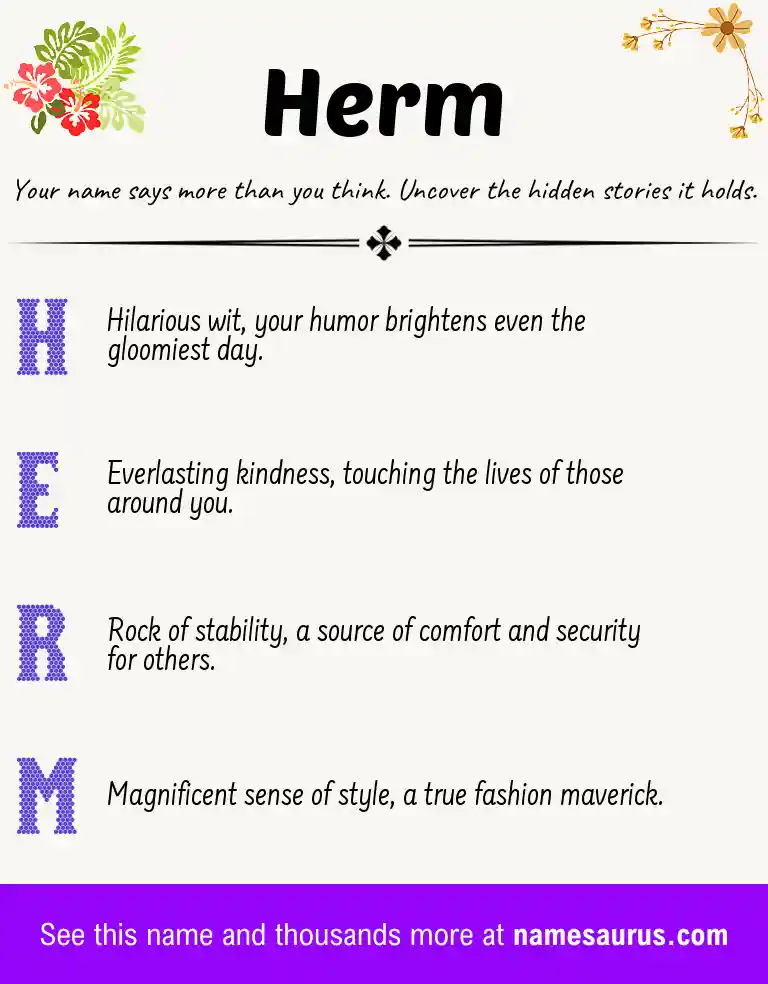Acrostic poem about Herm.