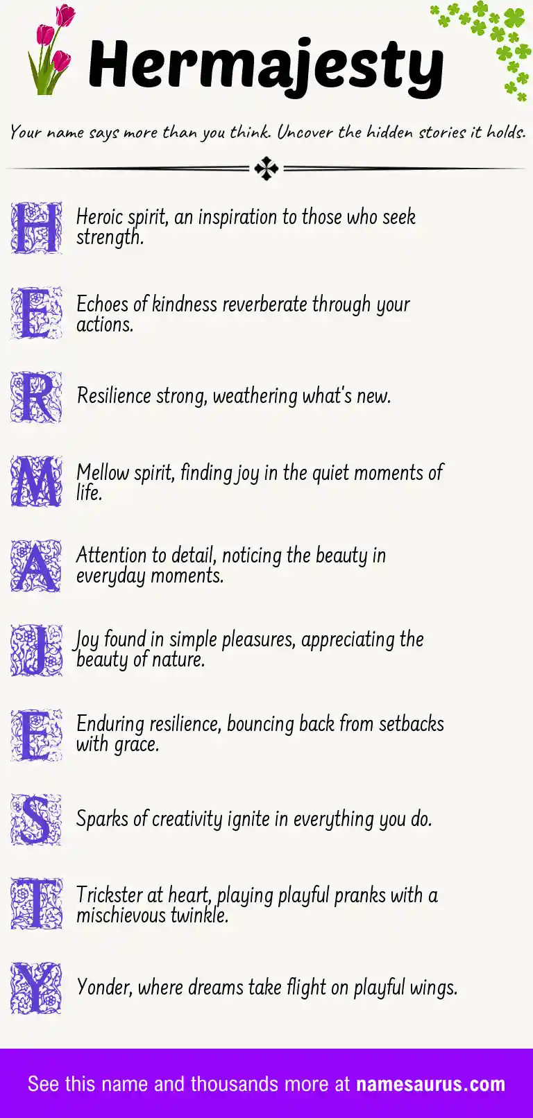 Acrostic poem about Hermajesty.